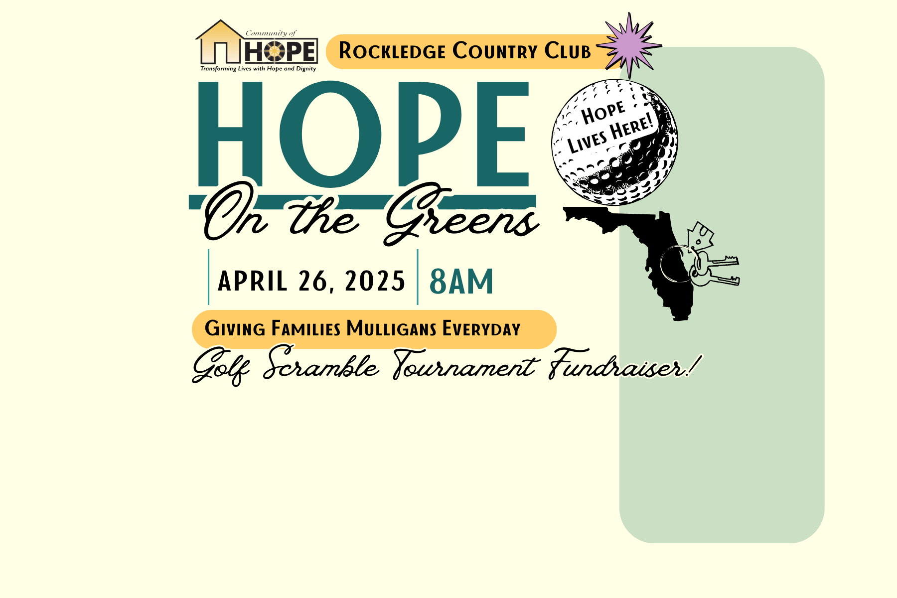 Community of Hope 2025 Golf Scramble Tournament Fundraiser at Rockledge Country Club April 26,2025