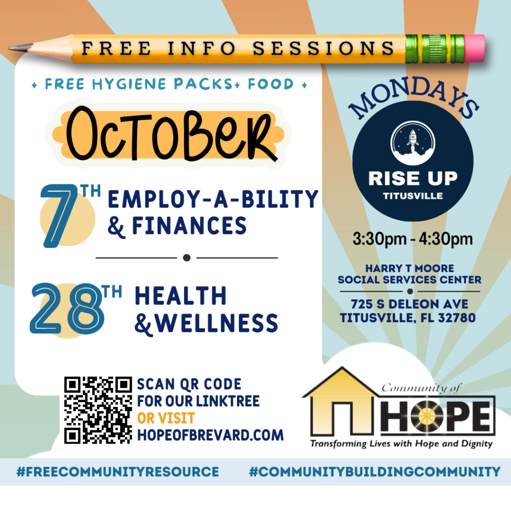 Rise Up Titusville October Classes, Free Resources, Community of Hope